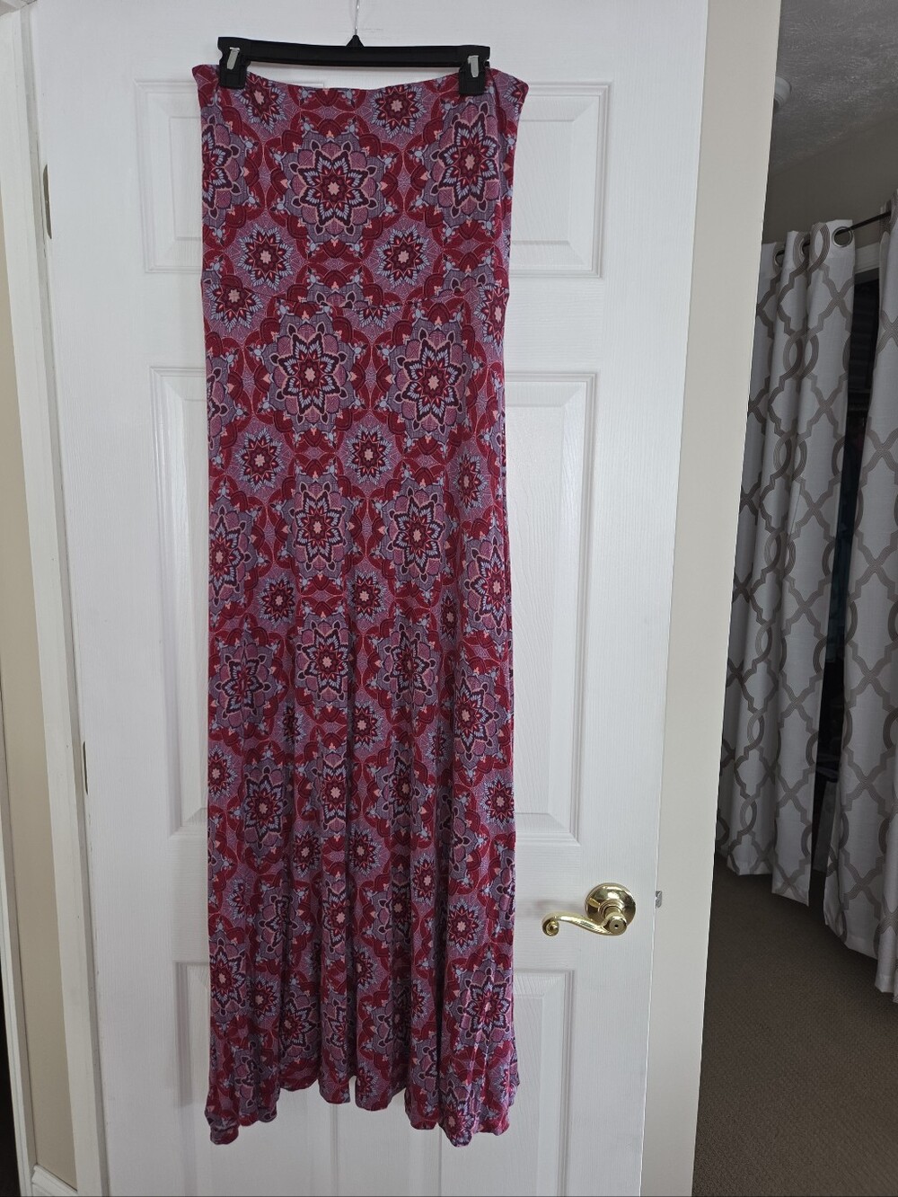 Mudd Strapless Maxi Dress in Red  and Blue Medallion Print Large Can Be Skirt